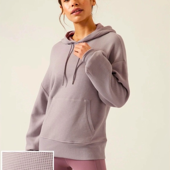Athleta Balance Waffle Knit Hoodie Sweatshirt, Size XXS, Tinsel Purple, Casual - Picture 1 of 15
